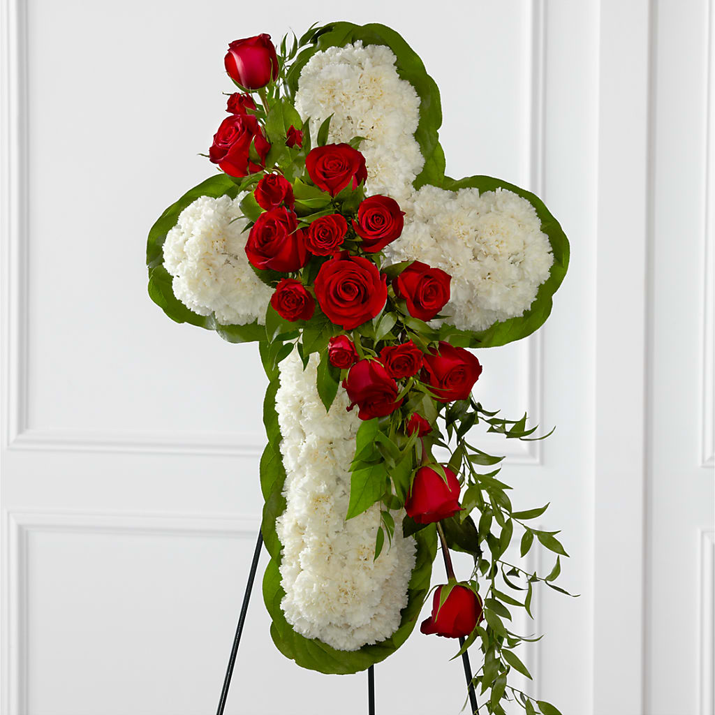 Floral Cross Easel – Flowerland, Sioux City IA